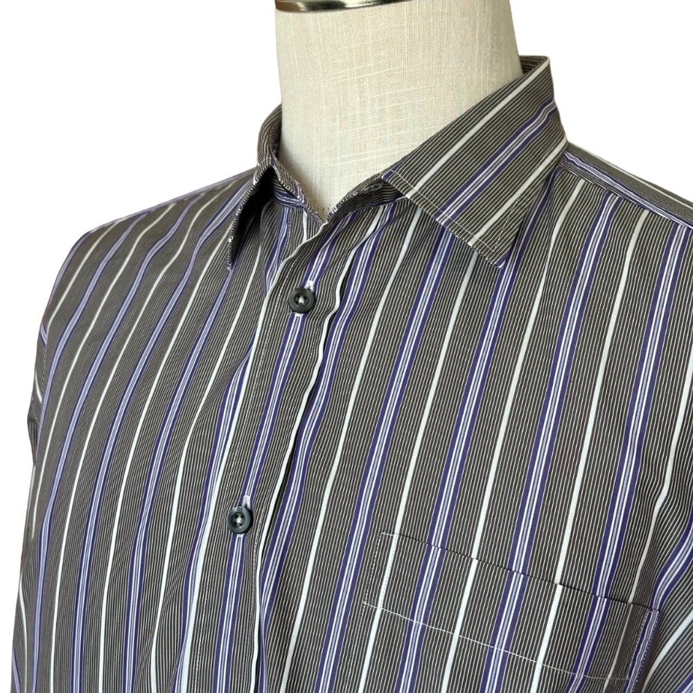 Ermenegildo Zegna Sport Men's Shirt - Size Large - Striped Long Sleeve